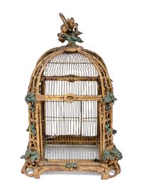 A Continental Giltwood and Painted Wirework Lantern