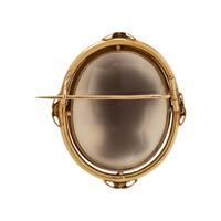 FRENCH, ANTIQUE, AGATE CAMEO, PEARL AND ENAMEL BROOCH
