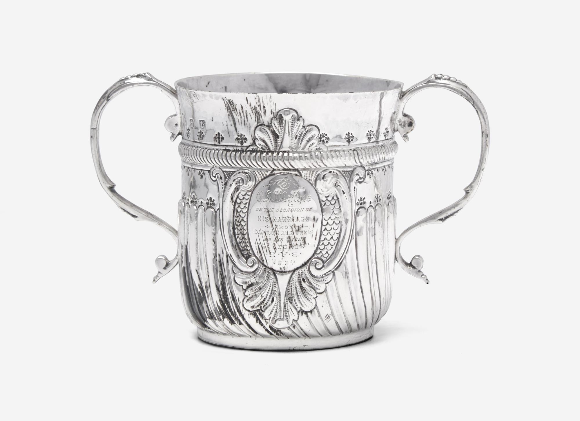 A Queen Anne Britannia Silver Caudle Cup