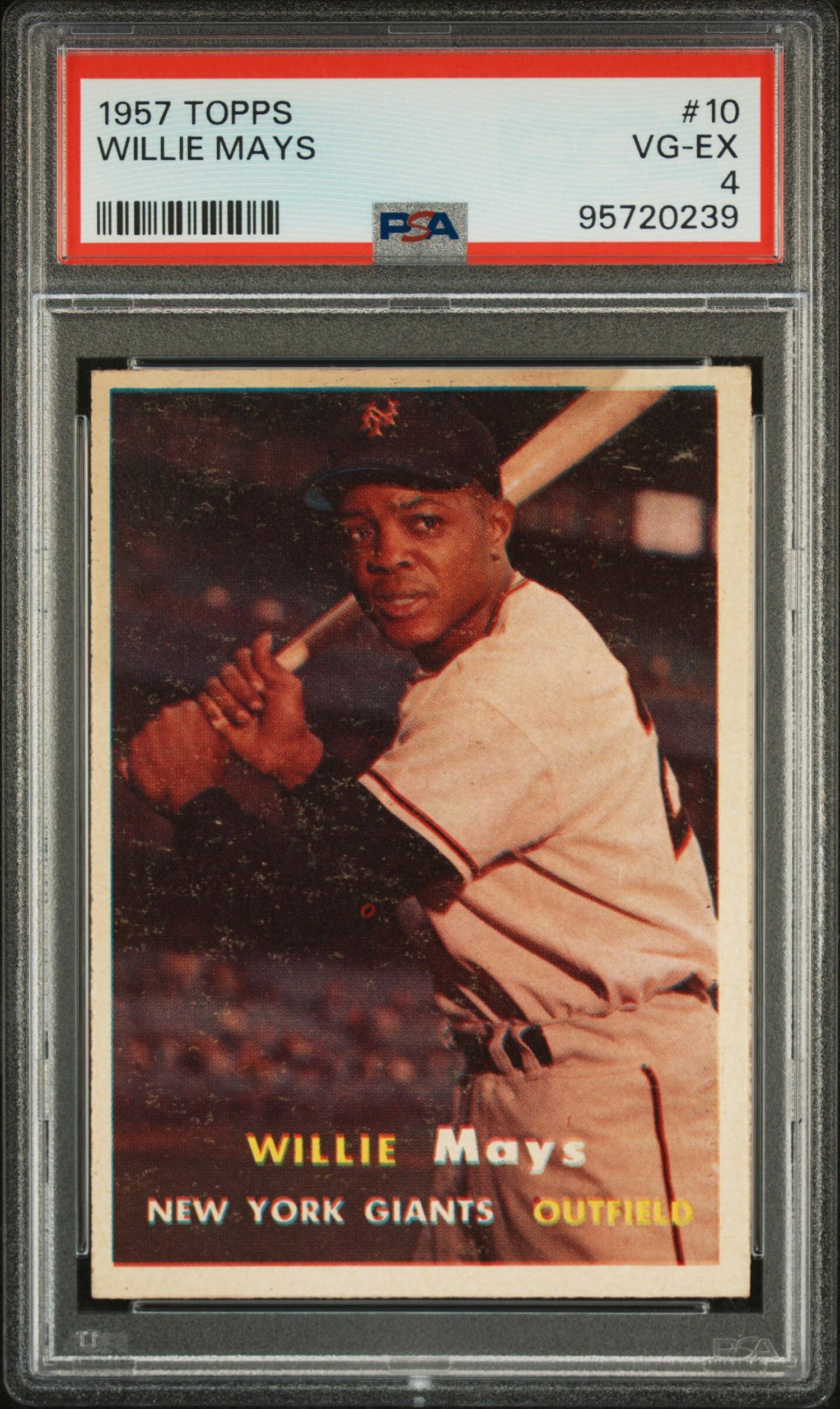 A 1957 Topps Willie Mays Baseball Card No. 10 (PSA 4 VG-EX)