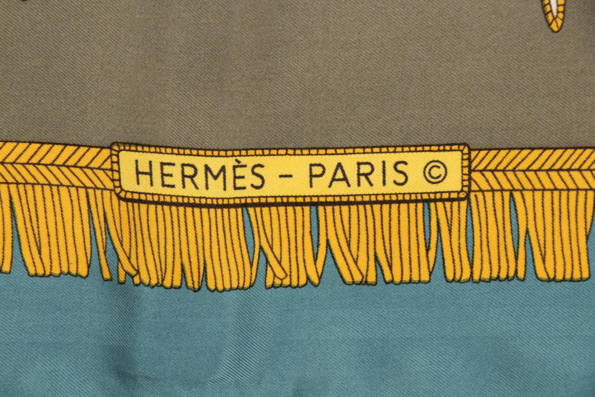 Group of Four Designer Silk Scarves: Two Hermès, One Chanel, One Cartier