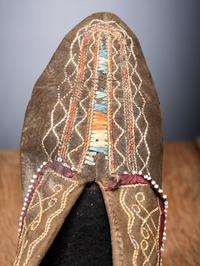 Seneca Black Tanned Quilled Moccasins
