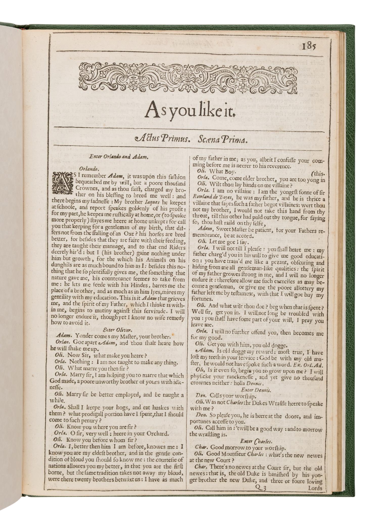 Shakespeare, William (1564-1616). As You Like It . -- The Taming of the Shrew . -- All's Well That Ends Well . [Three complete plays extracted from: The Second Folio]. [London: Printed by Thomas Cotes, 1632].