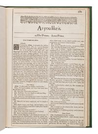 Shakespeare, William (1564-1616). As You Like It . -- The Taming of the Shrew . -- All's Well That Ends Well . [Three complete plays extracted from: The Second Folio]. [London: Printed by Thomas Cotes, 1632].