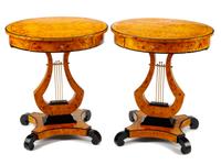 A Pair of Biedermeier Style Parcel Ebonized Tables