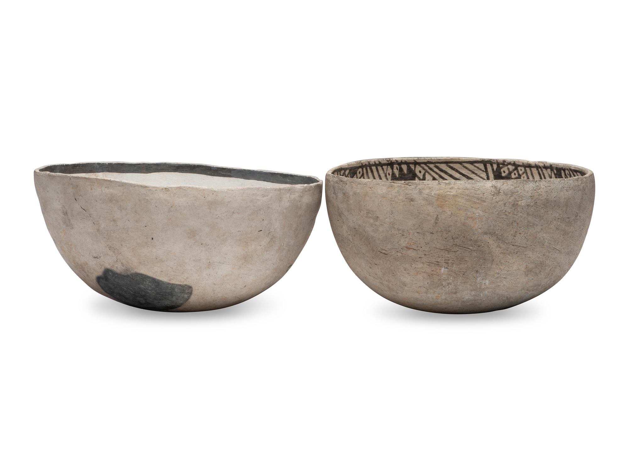 Ancestral Pueblo Black-on-White Pottery Bowls