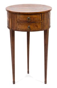 A Continental Burl Walnut Side Table Height 30 x diameter 18 inches. — 19TH CENTURY