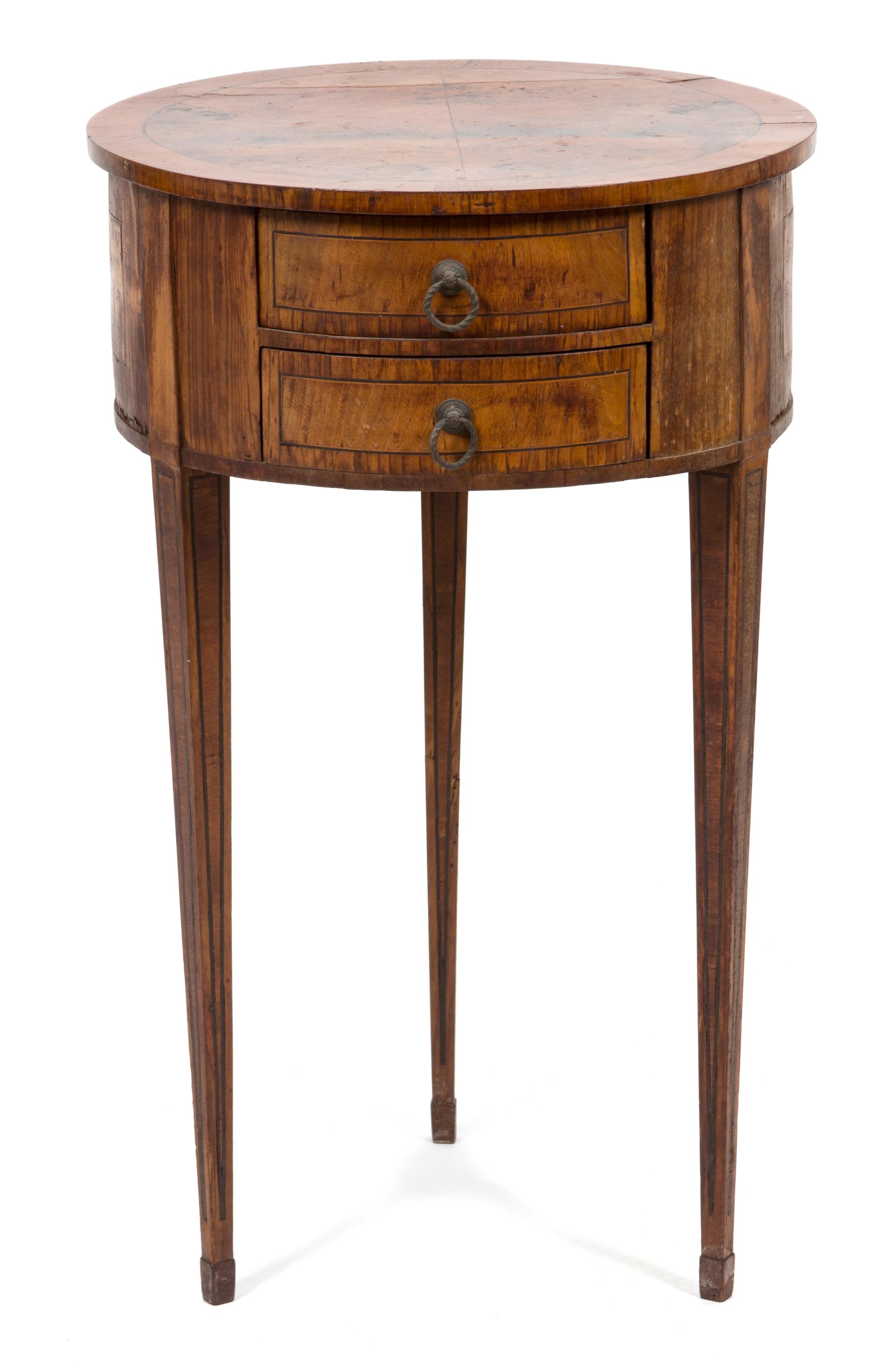 A Continental Burl Walnut Side Table Height 30 x diameter 18 inches. — 19TH CENTURY