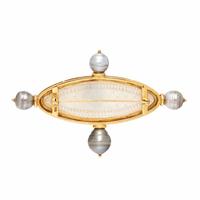 Elizabeth Locke, Mother-of-Pearl, Cultured Pearl, and Yellow Gold Brooch