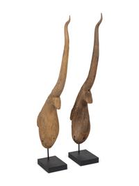 A Pair of Thai Weathered Teak Chofa Temple Finials — 18TH/19TH CENTURY