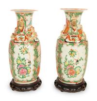 A Pair of Chinese Rose Medallion Porcelain Vases
