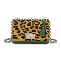 Prada, Shoulder Bag in Leopard-Print Pony Hair & Green Ostrich