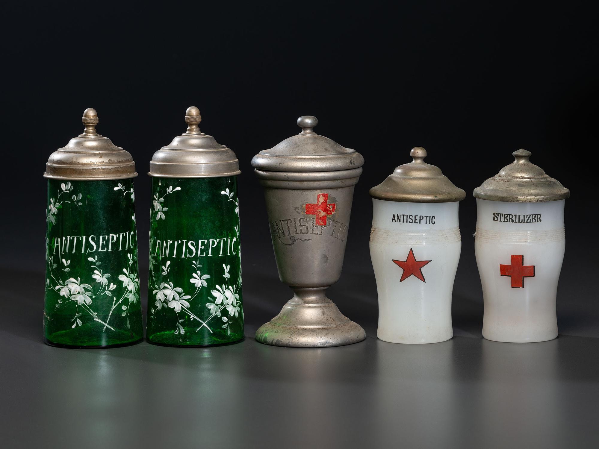 Five Barbershop Antiseptic and Sterilizing Jars