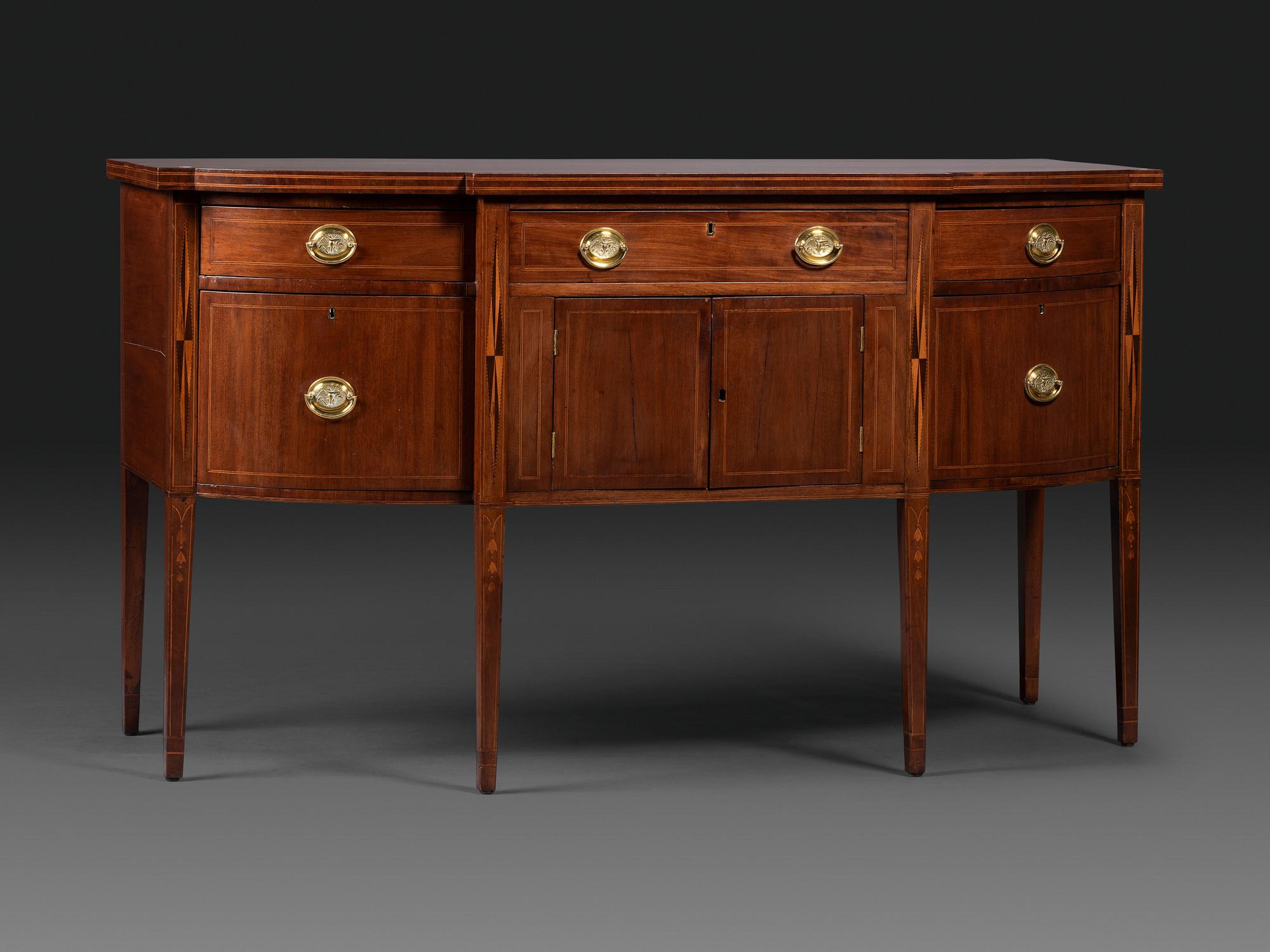 A Federal Inlaid and Figured Mahogany Sideboard