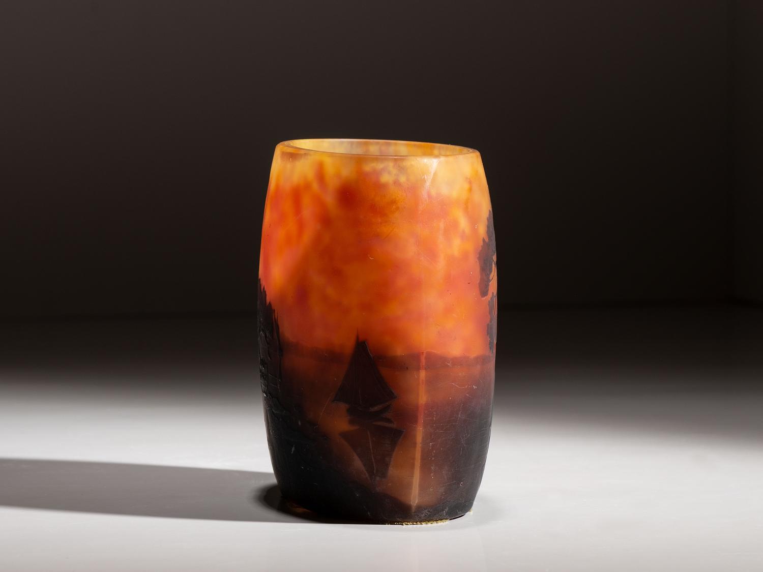 A Daum Cameo Glass Scenic Vase