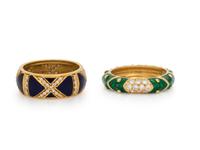 COLLECTION OF DIAMOND AND ENAMEL RINGS