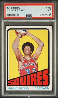 A 1972 Topps Julius Erving Rookie Basketball Card No. 195 (PSA 3 VG)