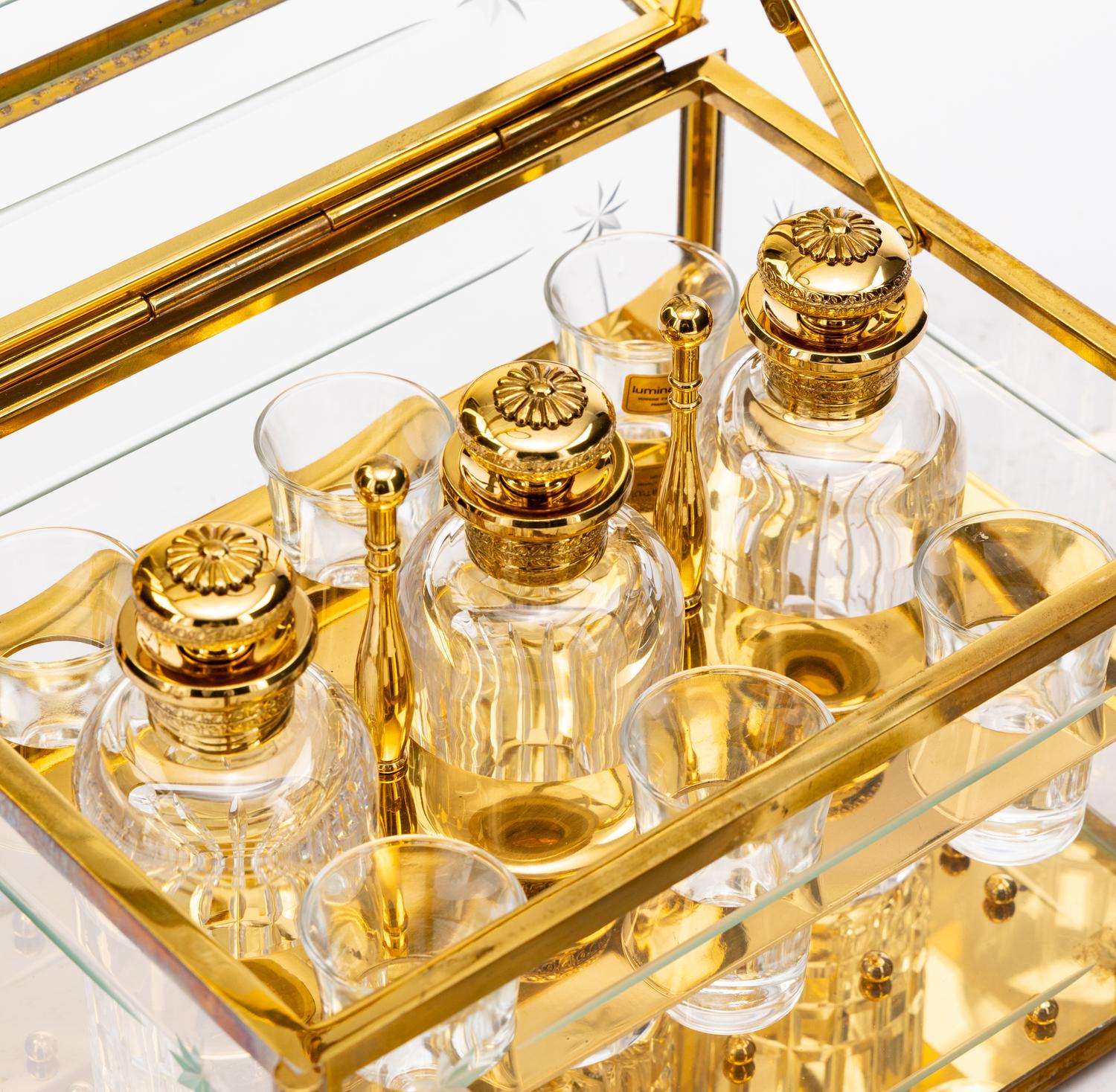 A French Gilt Bronze and Glass Cave à Liqueur