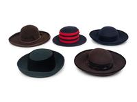 A Group of Five Felted Wool Hats