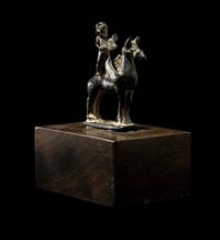 A Near Eastern Bronze Winged Horse and Rider