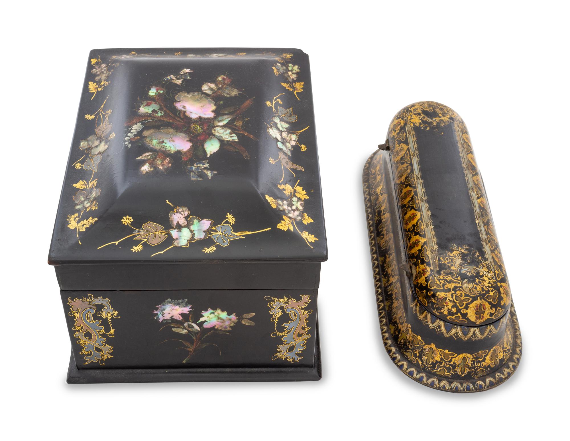 A Victorian Mother of Pearl Inlaid Ebonized Table Casket