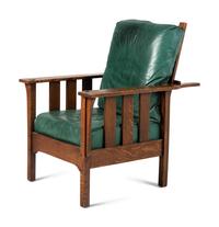 An Arts and Crafts Style Adjustable Lounge Chair and Footstool