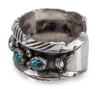 Navajo Silver and Lone Mountain Turquoise Cuff Bracelet