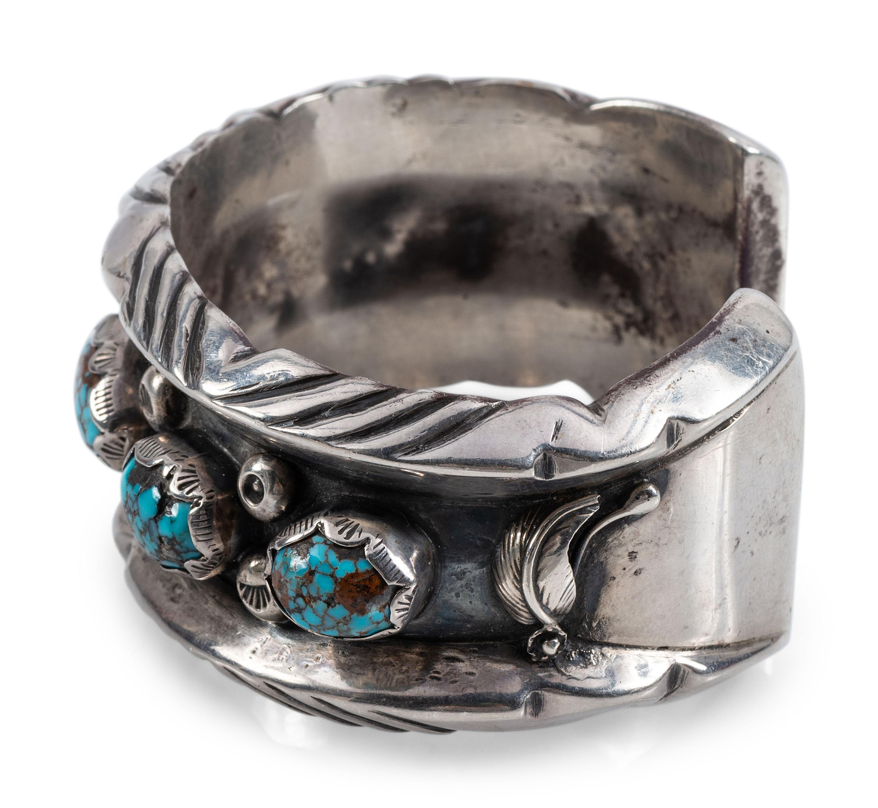 Navajo Silver and Lone Mountain Turquoise Cuff Bracelet