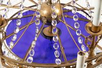 A Russian Gilt Bronze, Cobalt Blue and Clear Glass Chandelier