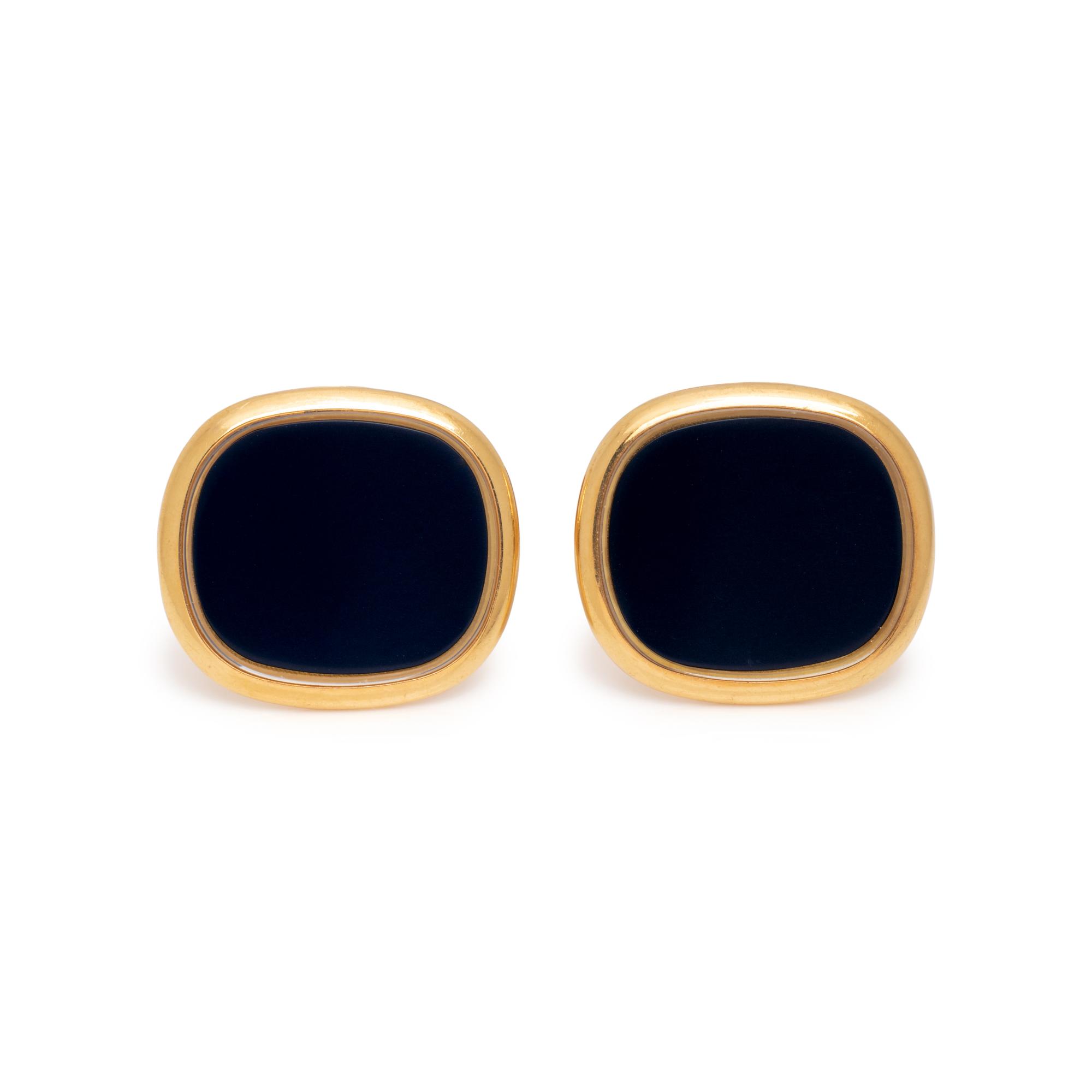 PATEK PHILIPPE, YELLOW GOLD AND HEMATITE CUFFLINKS