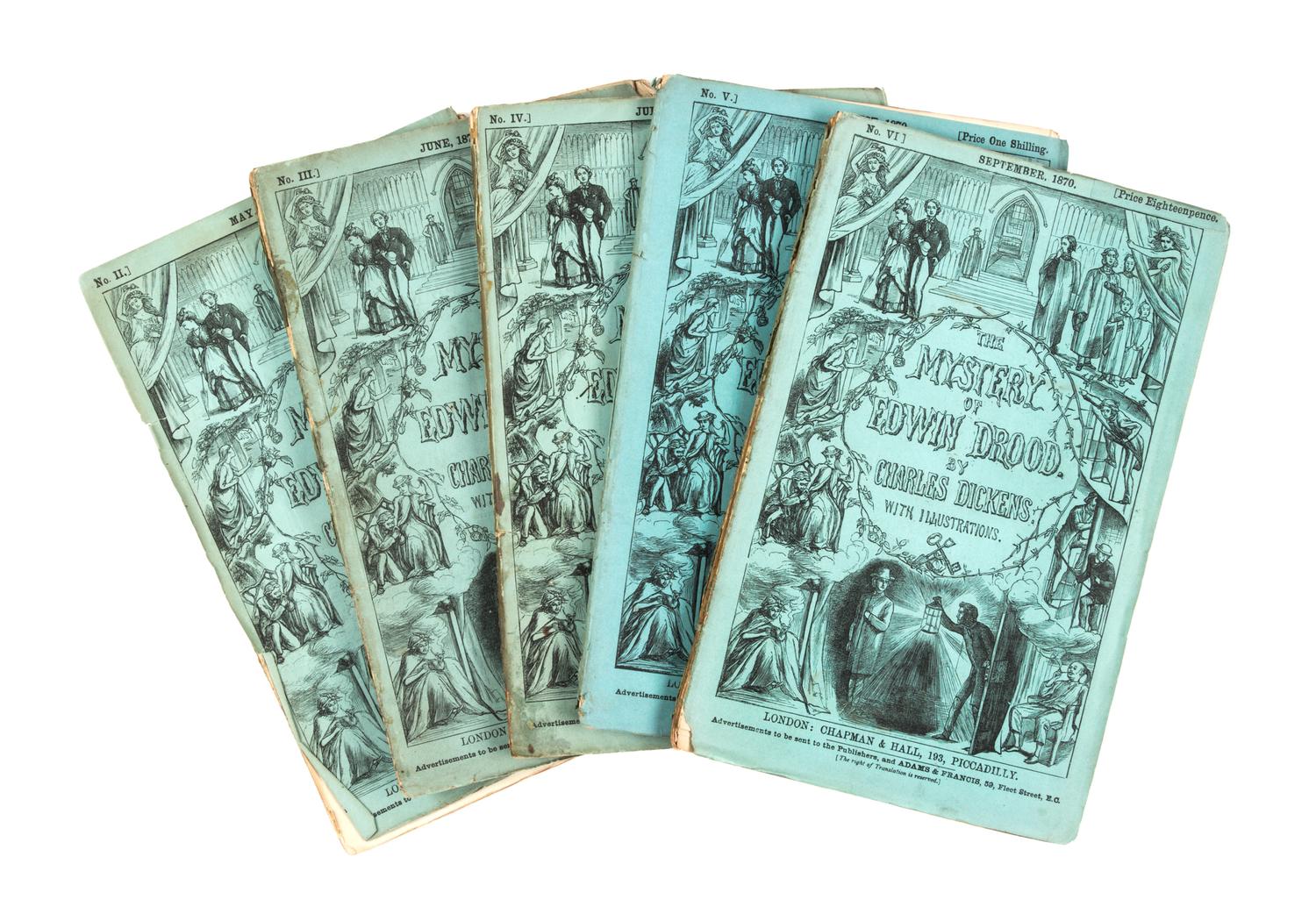 DICKENS, CHARLES. The Mystery of Edwin Drood. London, 1870. 5 (of 6) original parts.
