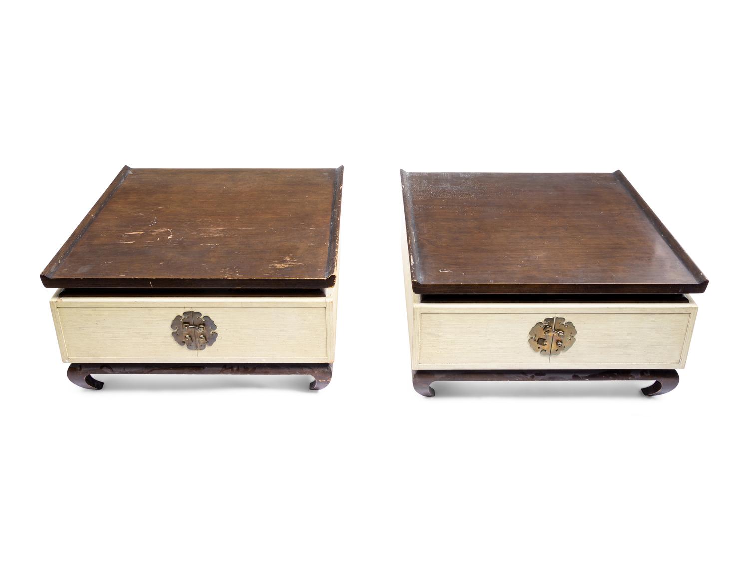 Three Widdicomb Style Lacquered and Polychromed Wood Tables
