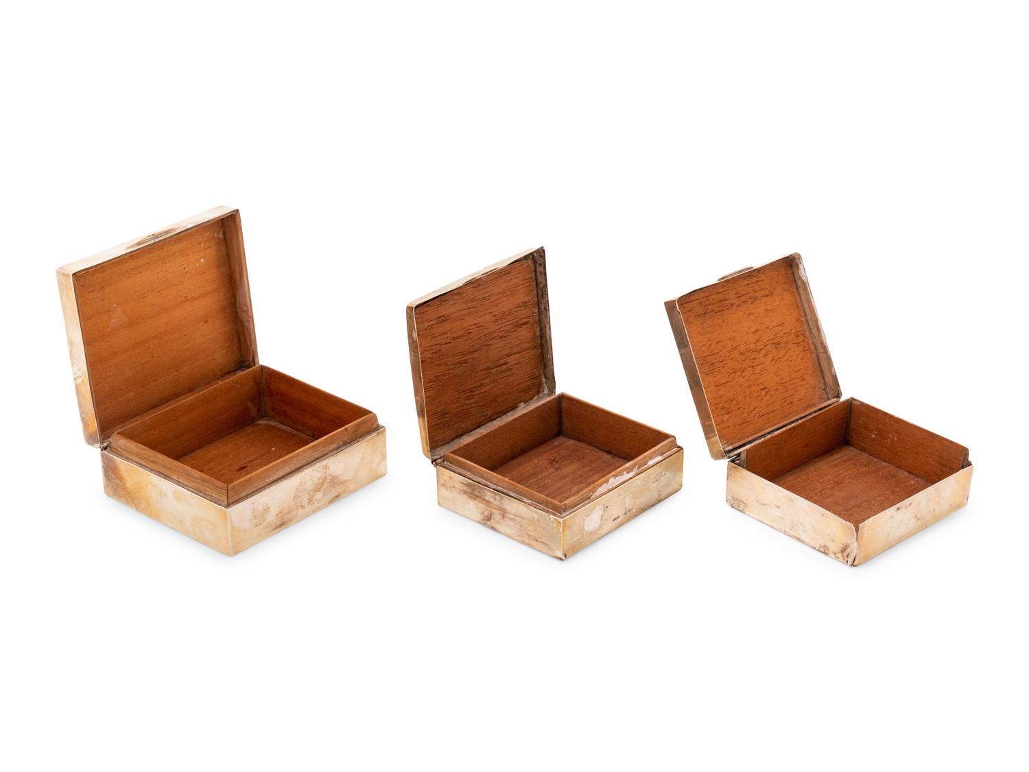 A Group of Six English and American Silver Boxes