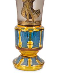 A Continental Polychromed and Gilt Decorated Glass Vase