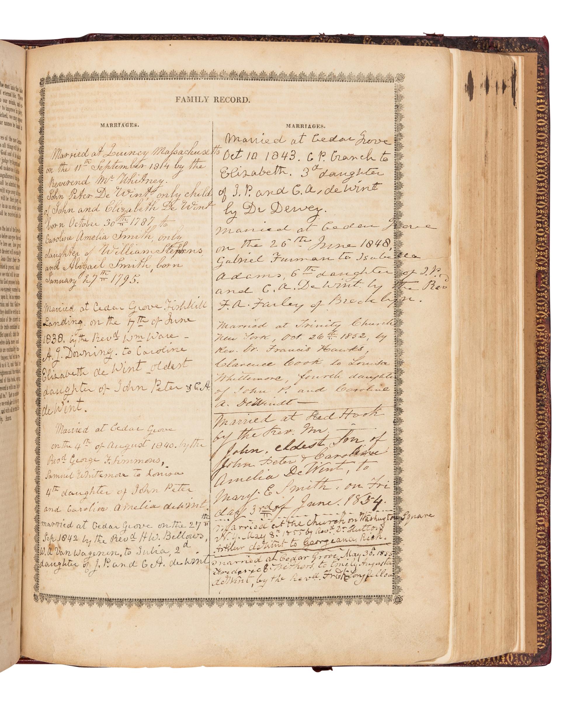 [ADAMS, John (1735-1826)] -- [BIBLE, in English]. The Holy Bible: Containing the Old and New Testaments . New York: Collins and Co., 1814.