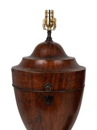 A Pair of English Mahogany Cutlery Urns Mounted as Lamps