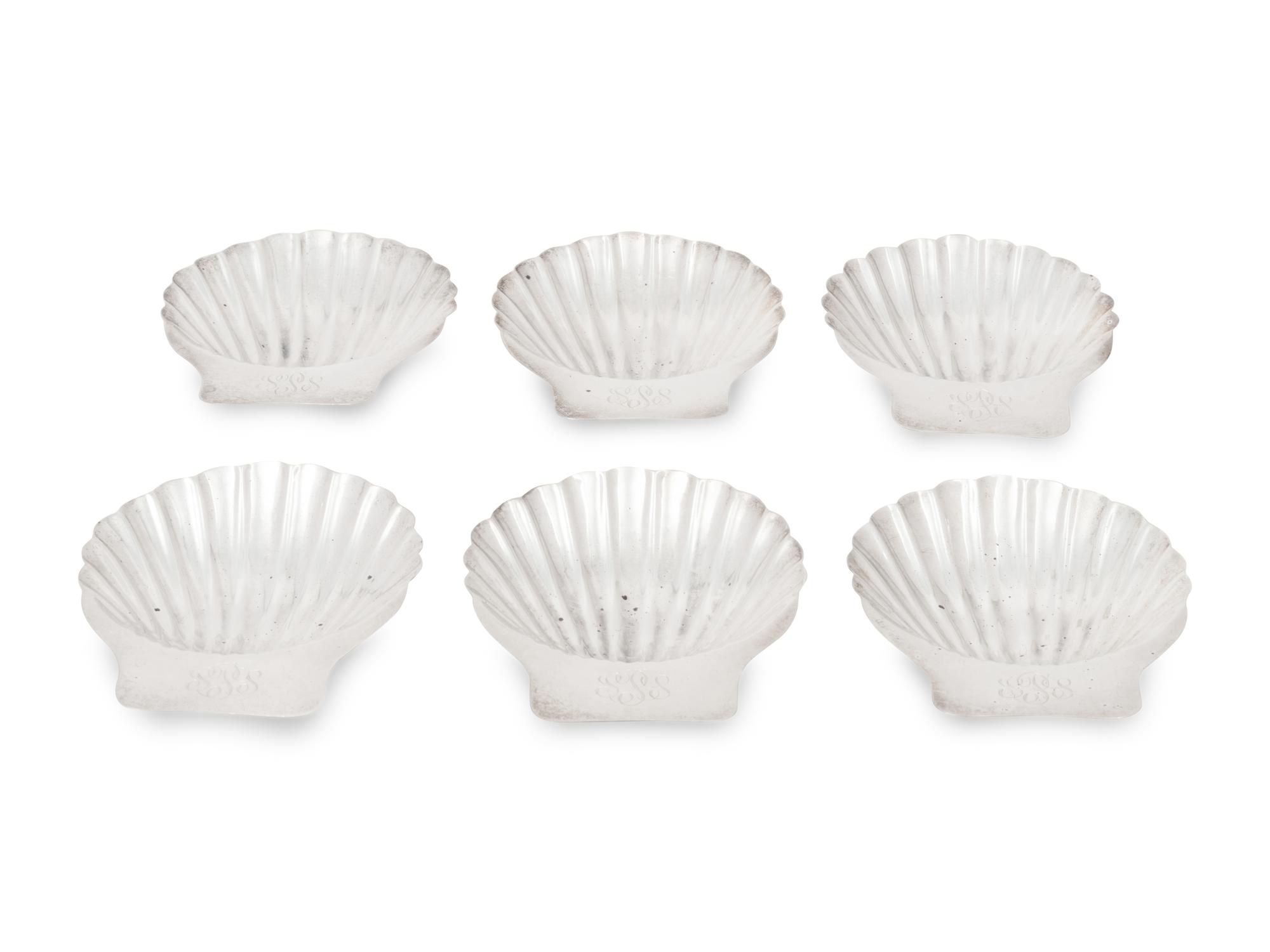 Six Mexican Silver Shell-Shaped Dishes