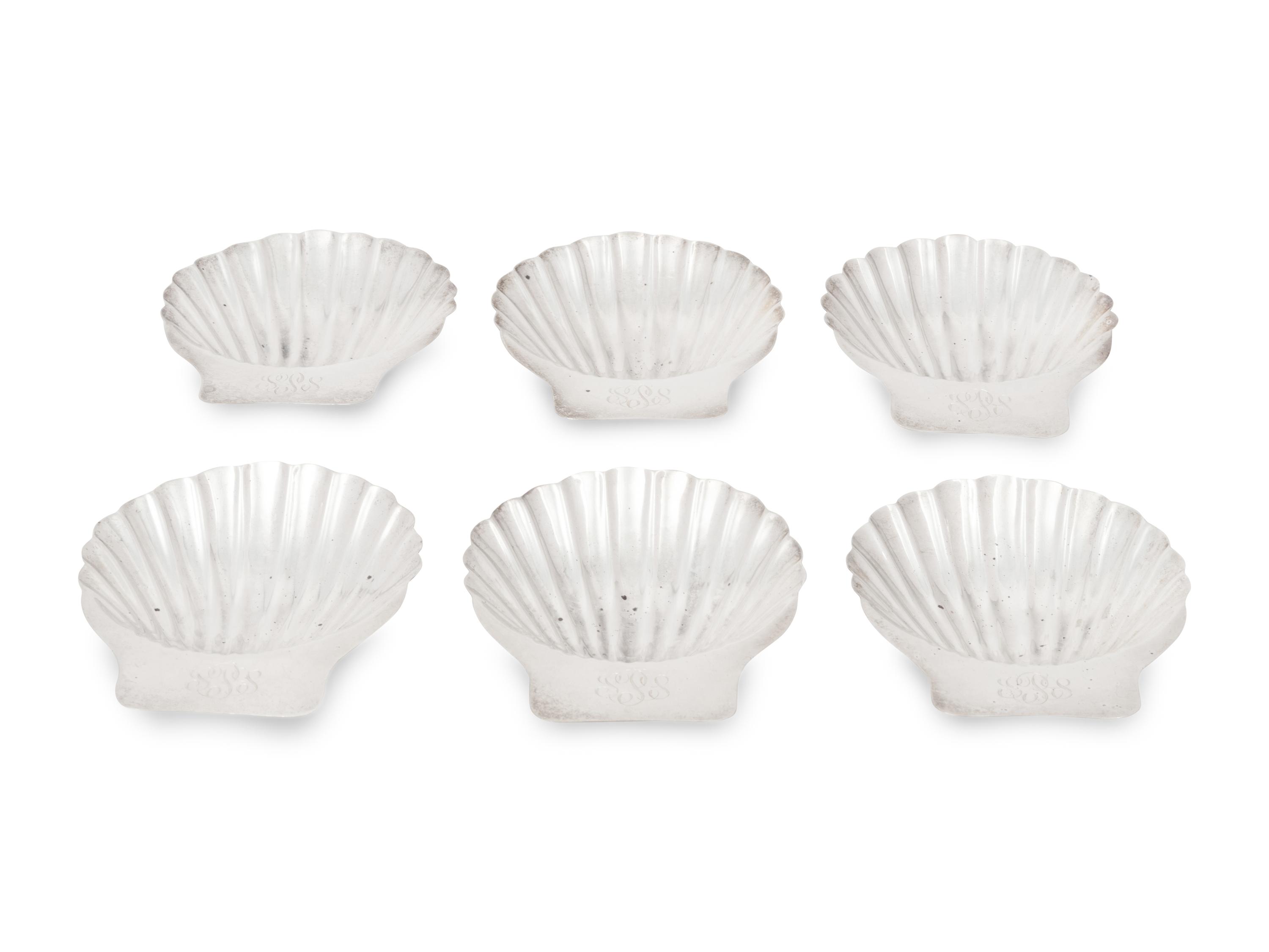 Six Mexican Silver Shell-Shaped Dishes
