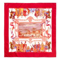 Three Hermès 90cm Silk Scarves: One Plissé