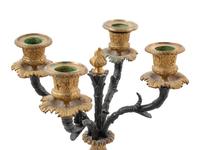 A Pair of Empire Gilt and Patinated Bronze Four-Light Candelabra