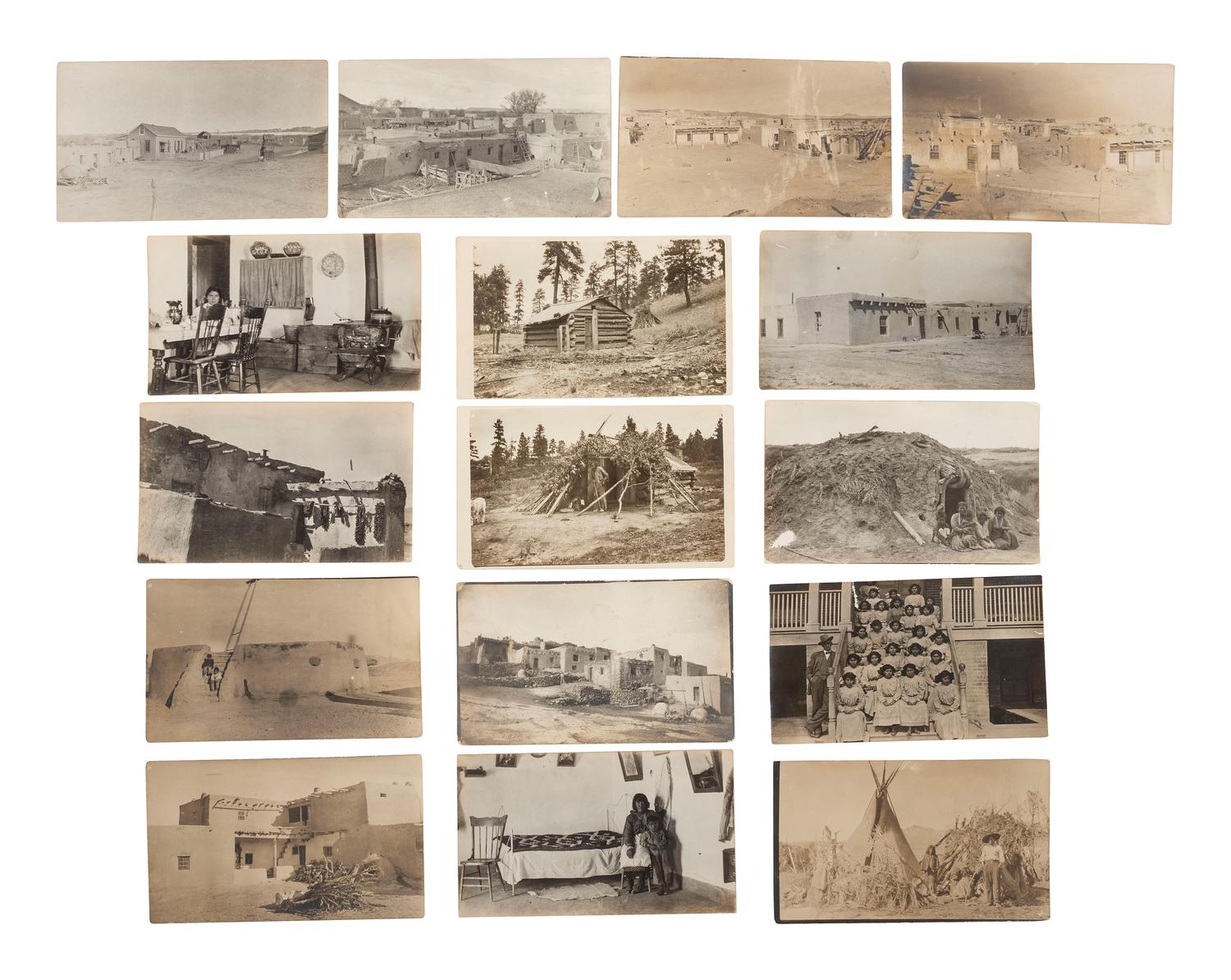 [NATIVE AMERICANS]. A collection of 73 silver gelatin and cyanotype photographs of Southern Plains Indians, several identified or credited to Bureau of Indian Affairs Dr. Ferdinand Shoemaker. Ca 1890s-early 1900s.