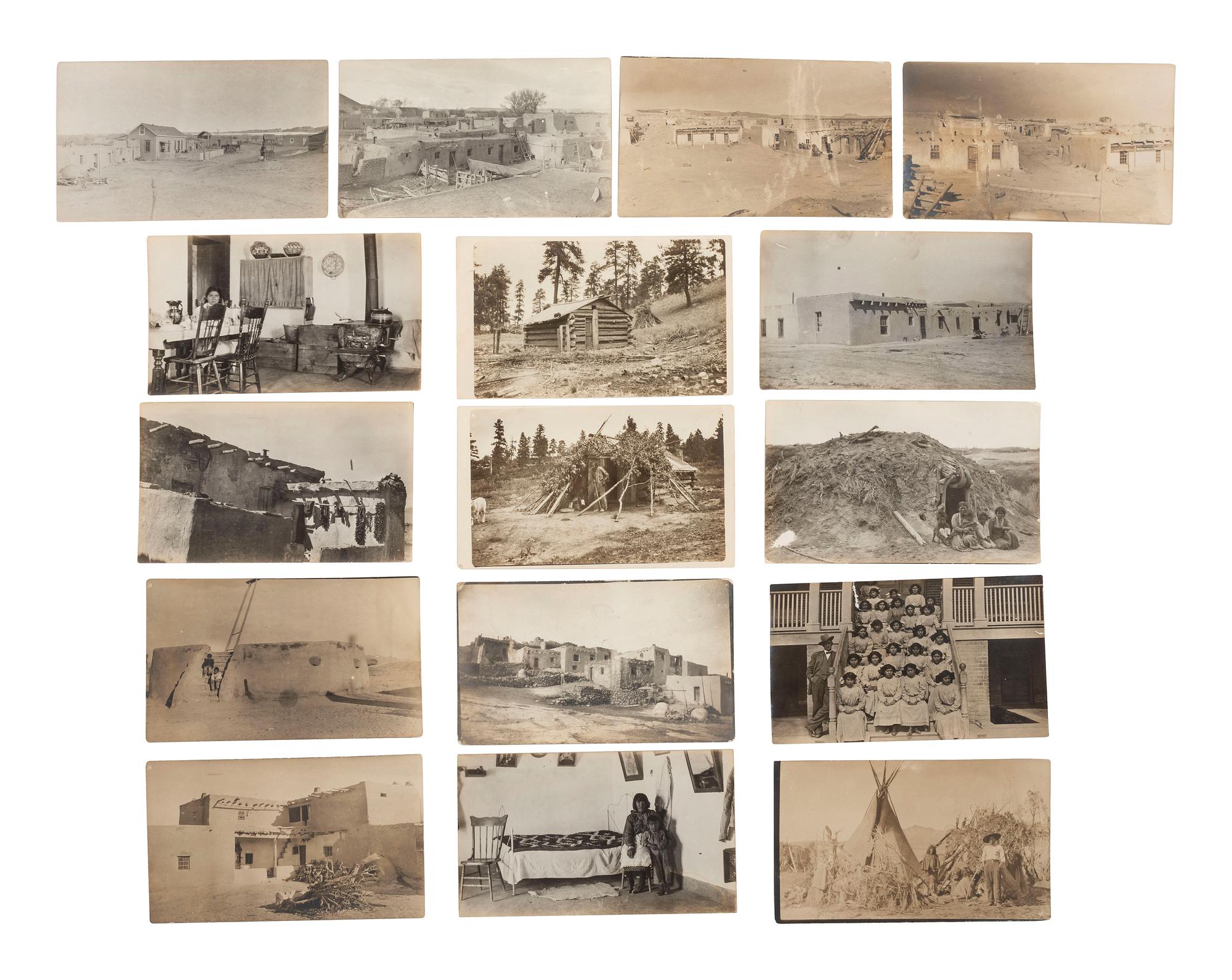 [NATIVE AMERICANS]. A collection of 73 silver gelatin and cyanotype photographs of Southern Plains Indians, several identified or credited to Bureau of Indian Affairs Dr. Ferdinand Shoemaker. Ca 1890s-early 1900s.
