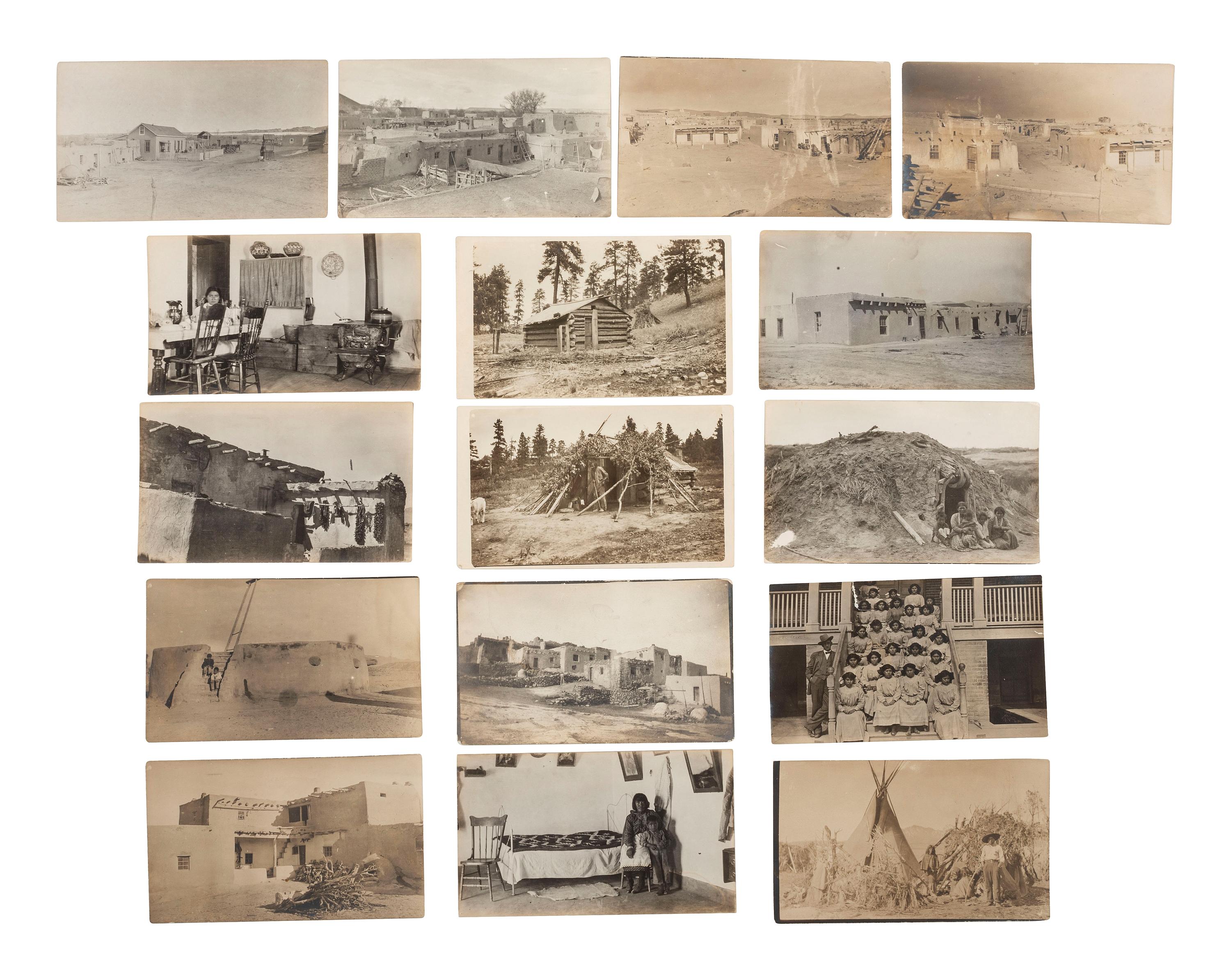 [NATIVE AMERICANS]. A collection of 73 silver gelatin and cyanotype photographs of Southern Plains Indians, several identified or credited to Bureau of Indian Affairs Dr. Ferdinand Shoemaker. Ca 1890s-early 1900s.