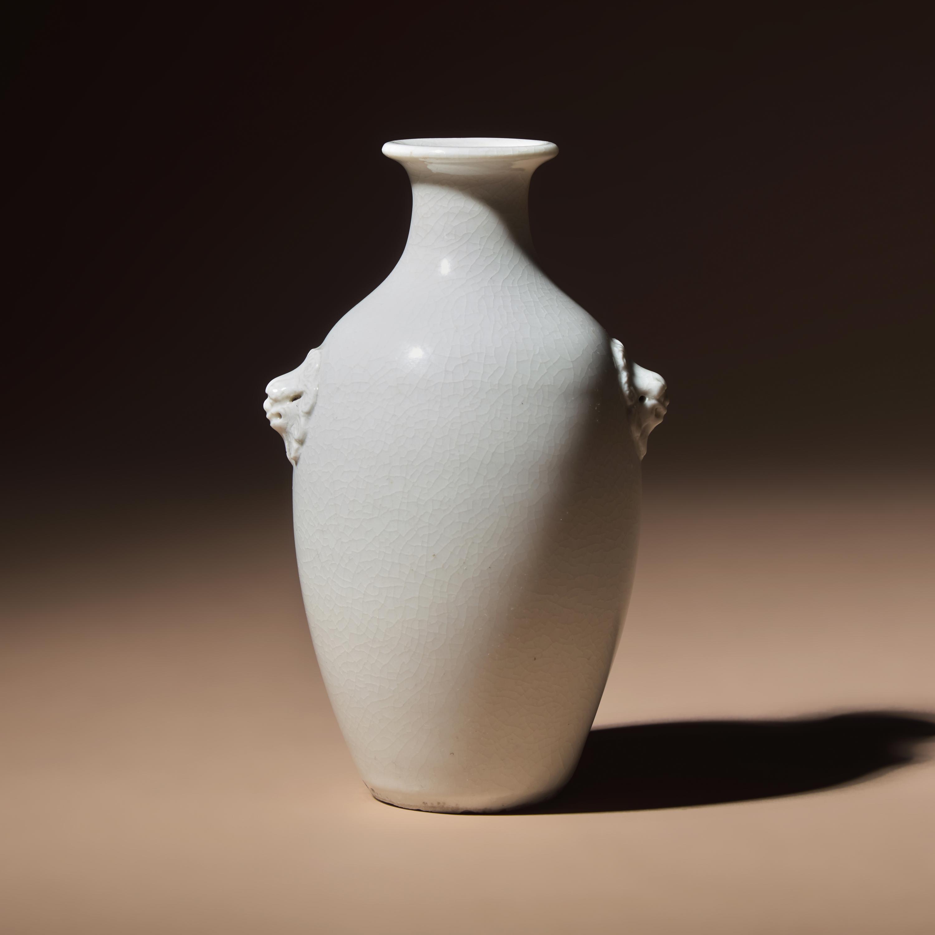 A Chinese Blanc-de-Chine Porcelain Baluster Vase, Qing Dynasty — 清 德化白瓷雙輔首耳瓶