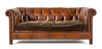 A Leather and Velvet Upholstered Chesterfield