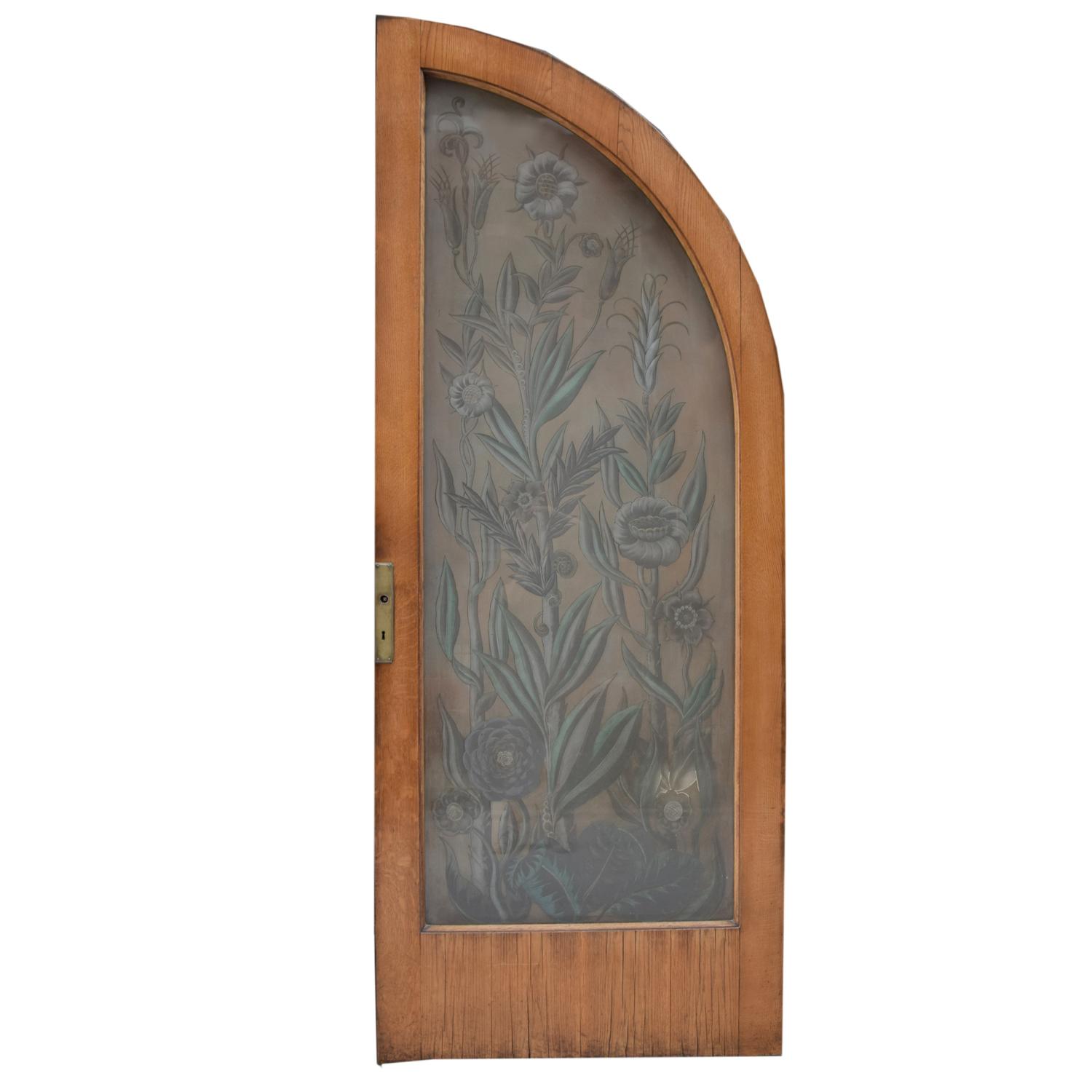 A Pair of Art Nouveau Etched Glass Doors 79" W x 2.25" D x 100.5" H — Argentina, Circa 1910