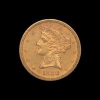 A 1880-S Liberty Head $5 Gold Coin