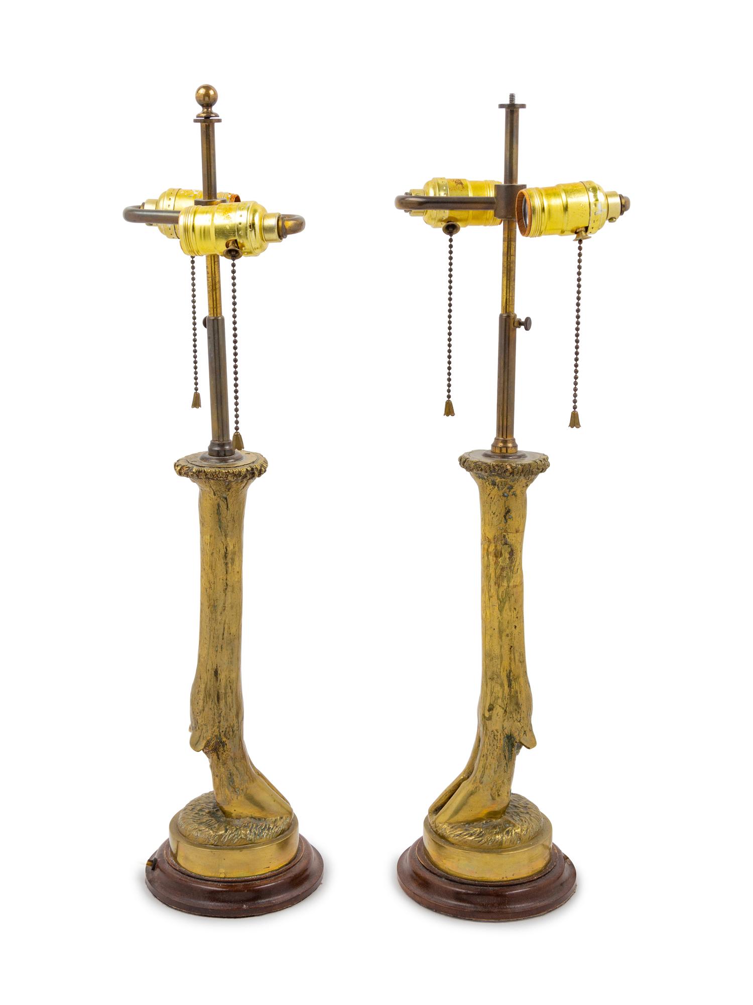 A Pair of Continental Bronze Goat's Hoof Table Lamps
