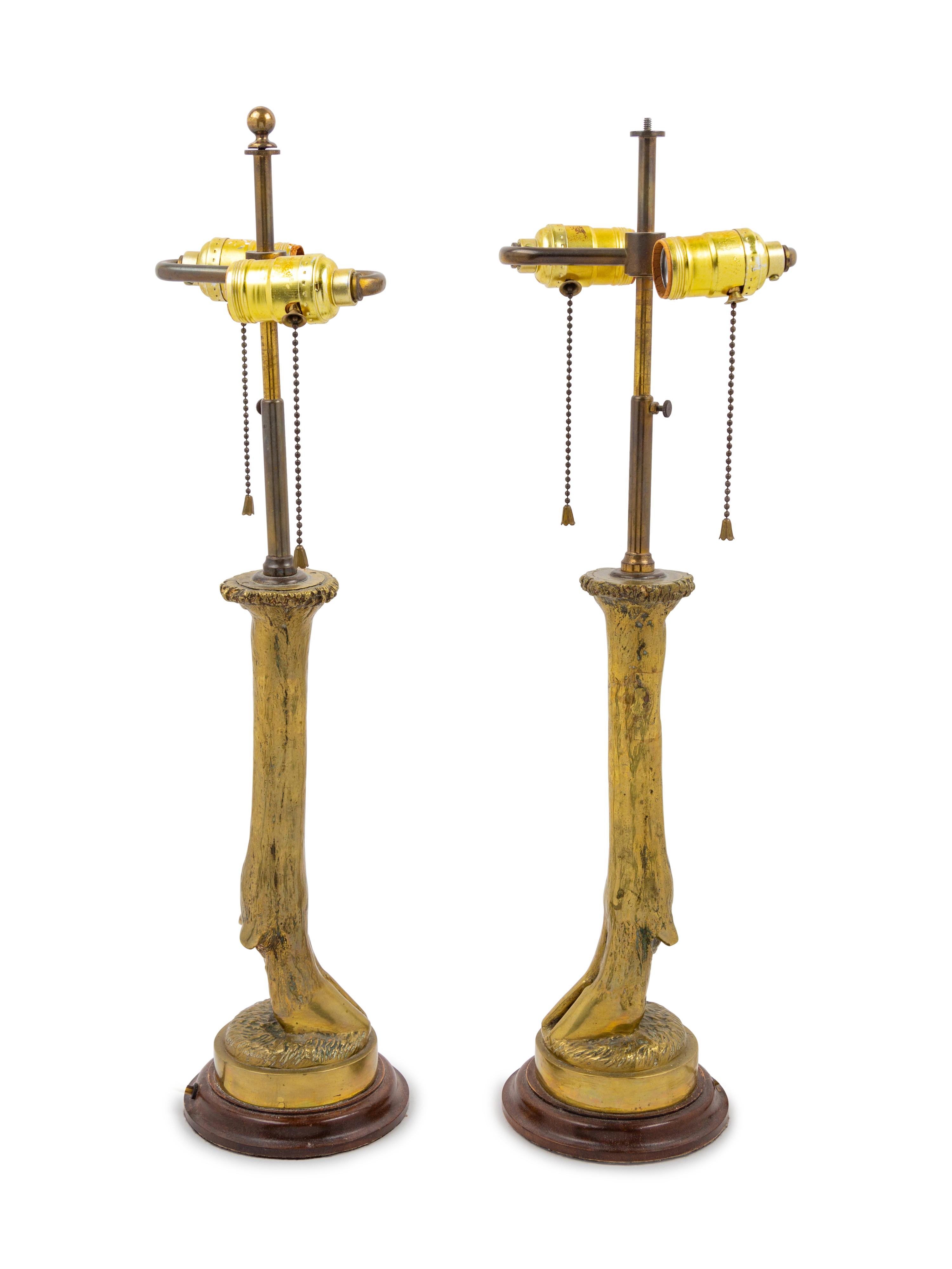 A Pair of Continental Bronze Goat's Hoof Table Lamps
