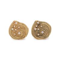 ELIZABETH GAGE, YELLOW GOLD AND DIAMOND EARCLIPS